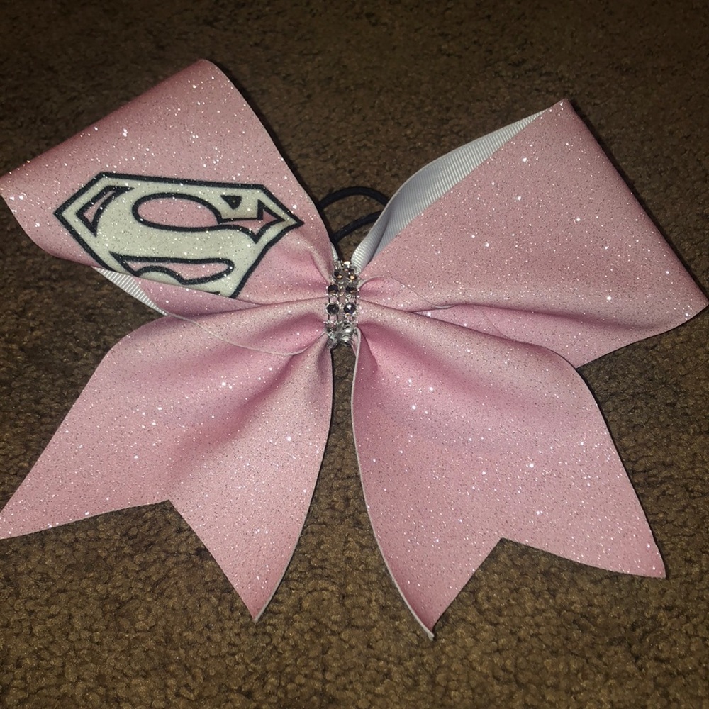 Pink superman cheerleading bow